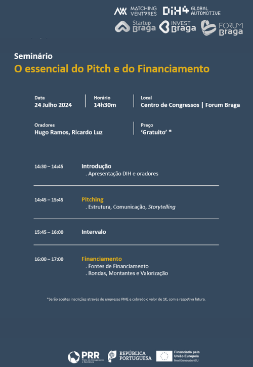 Seminário: o essencial do Pitch e do Financiamento
